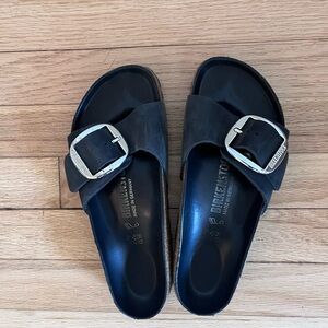 Birkenstock Black Sandals with Silver Buckle